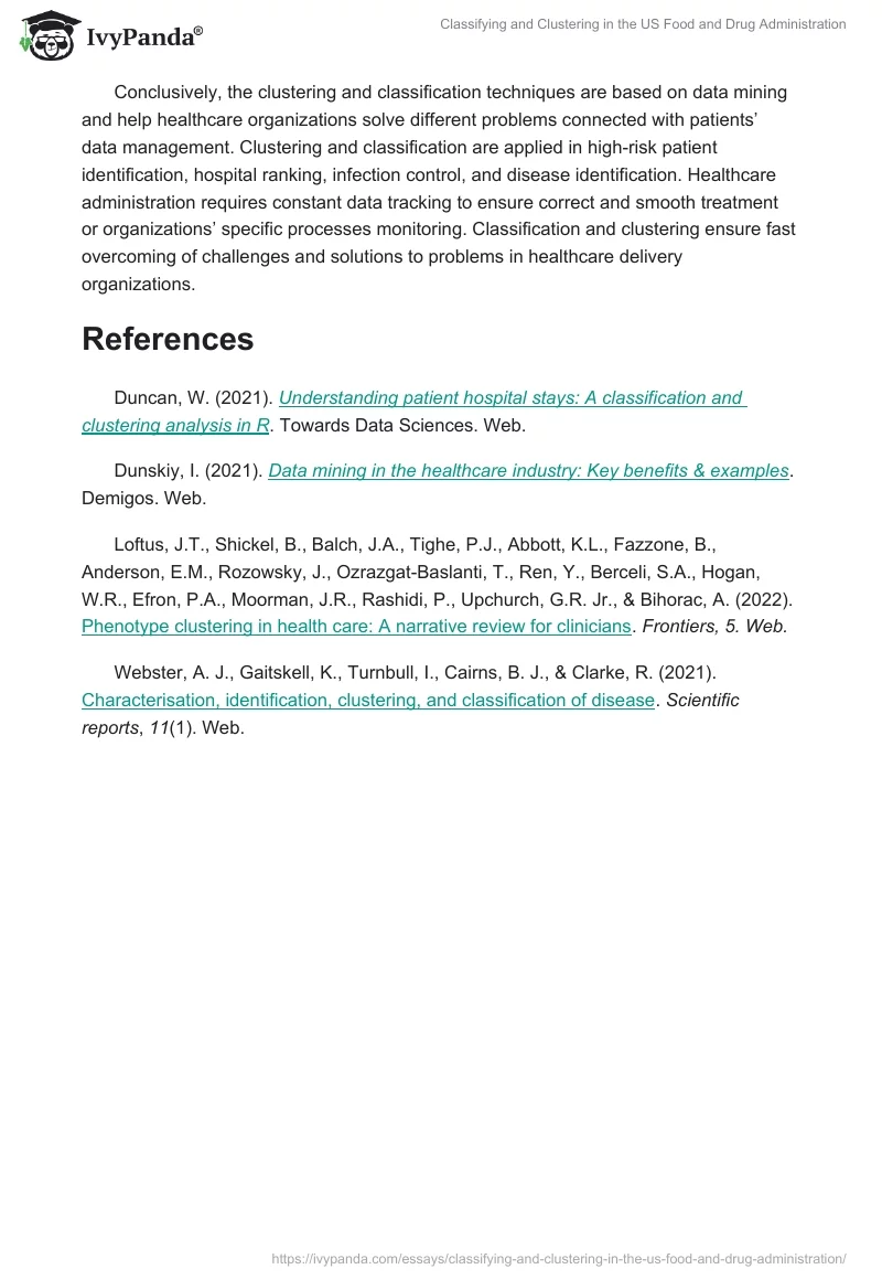 Classifying and Clustering in the US Food and Drug Administration. Page 2