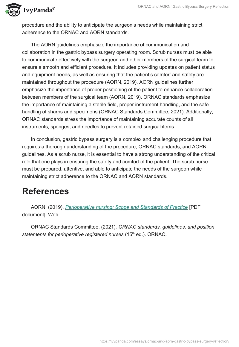 ORNAC and AORN: Gastric Bypass Surgery Reflection. Page 2