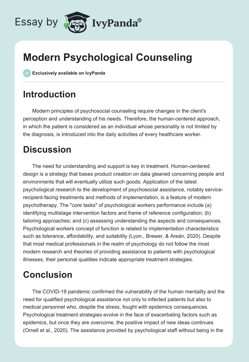 Modern Psychological Counseling. Page 1
