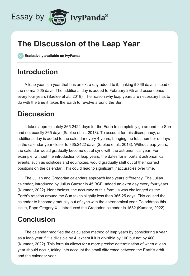 The Discussion of the Leap Year. Page 1