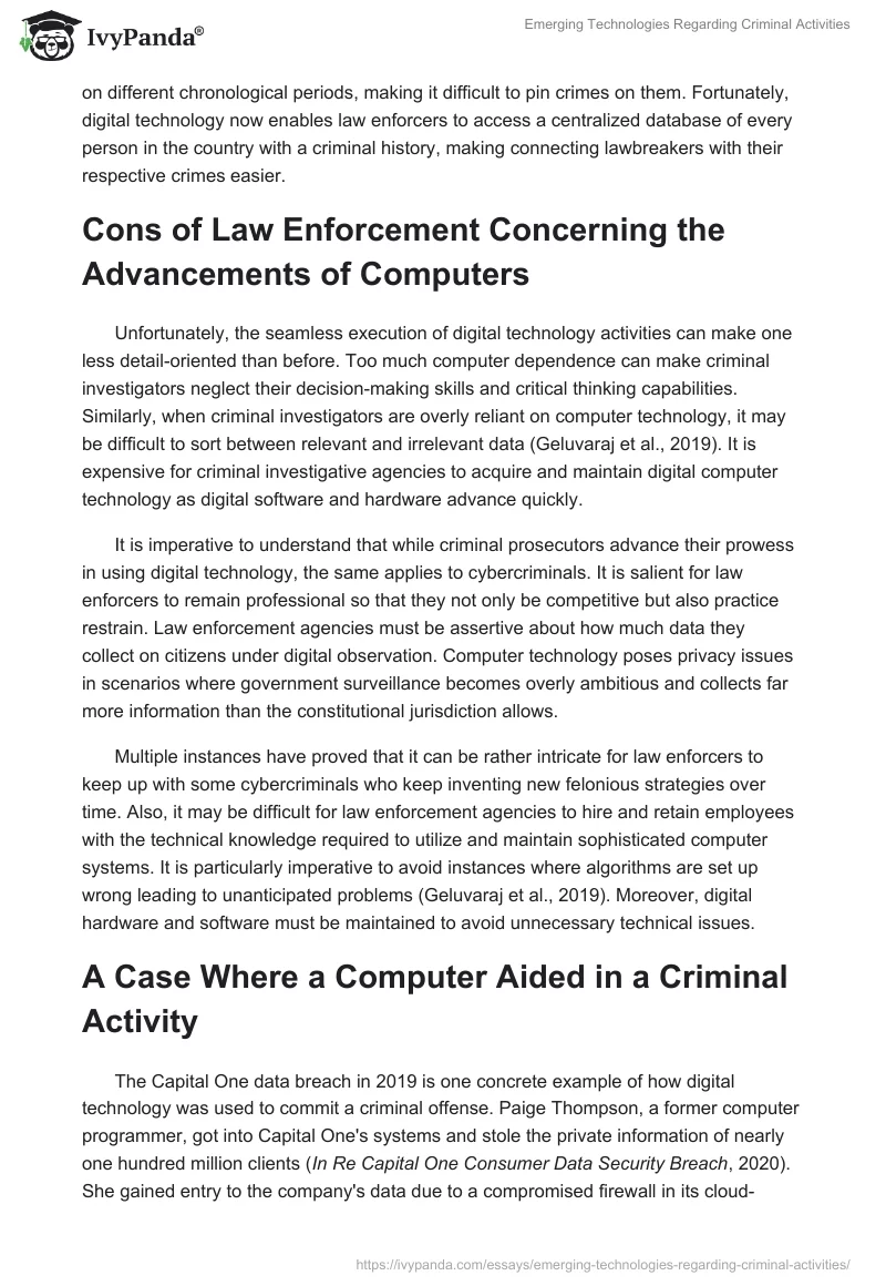 Emerging Technologies Regarding Criminal Activities. Page 2
