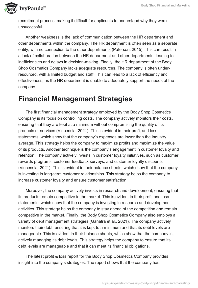 Body Shop Financial and Marketing. Page 3