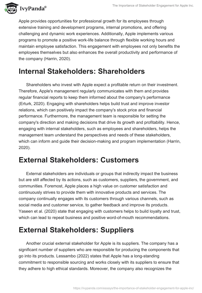The Importance of Stakeholder Engagement for Apple Inc.. Page 2