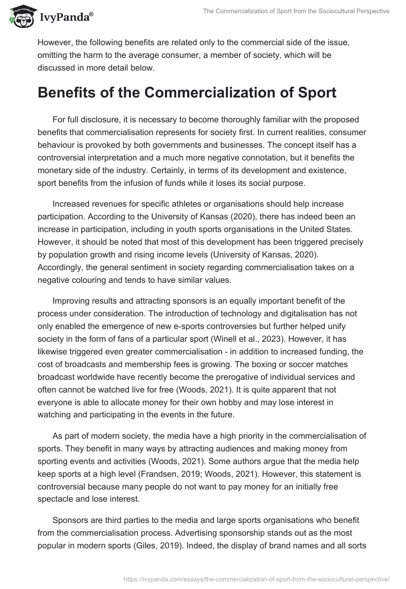 The Commercialization of Sport from the Sociocultural Perspective. Page 3