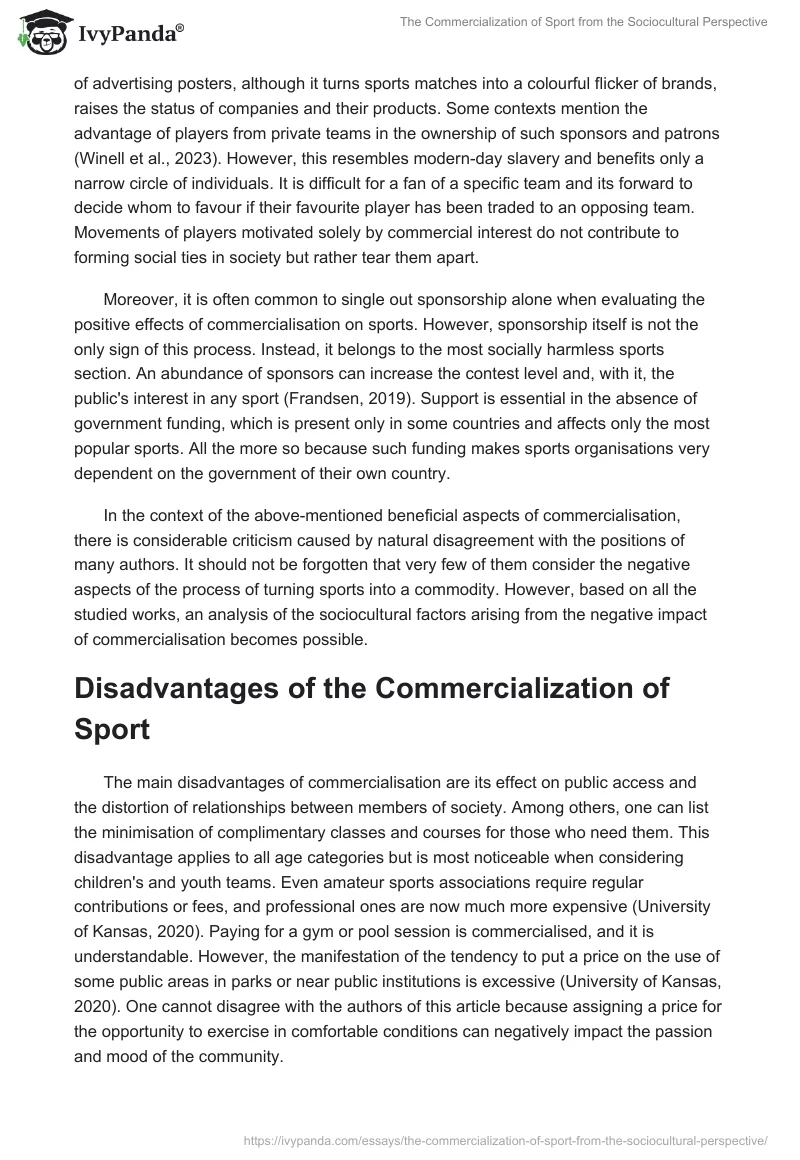 The Commercialization of Sport from the Sociocultural Perspective. Page 4