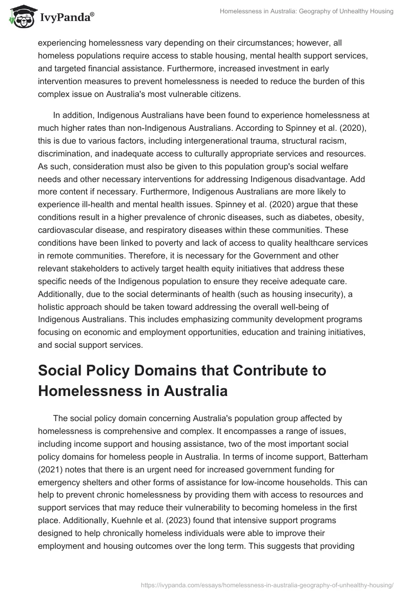 Homelessness in Australia: Geography of Unhealthy Housing. Page 2