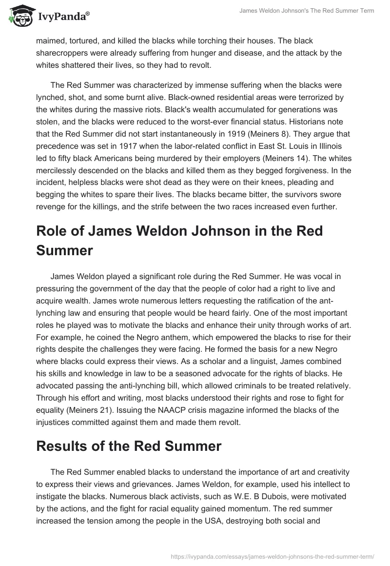 James Weldon Johnson's "The Red Summer" Term. Page 2