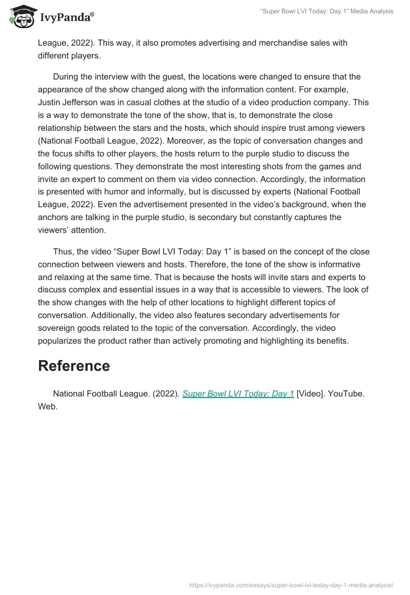 “Super Bowl LVI Today: Day 1” Media Analysis. Page 2
