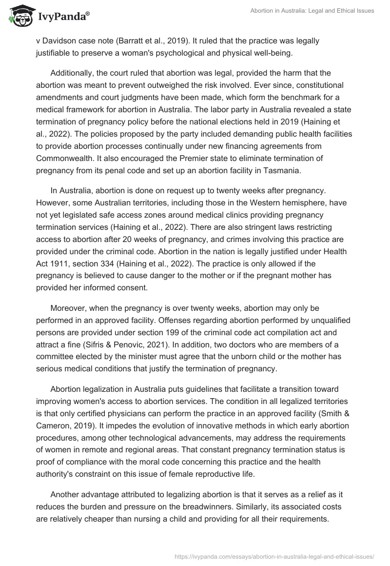 Abortion in Australia: Legal and Ethical Issues. Page 2
