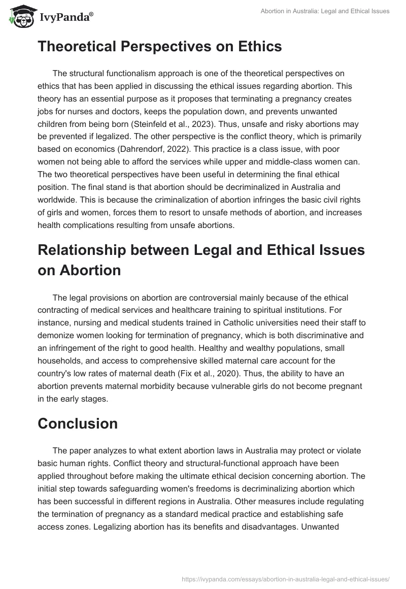 Abortion in Australia: Legal and Ethical Issues. Page 5