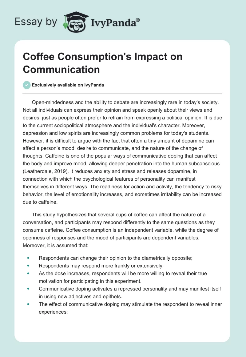Coffee Consumption's Impact on Communication. Page 1