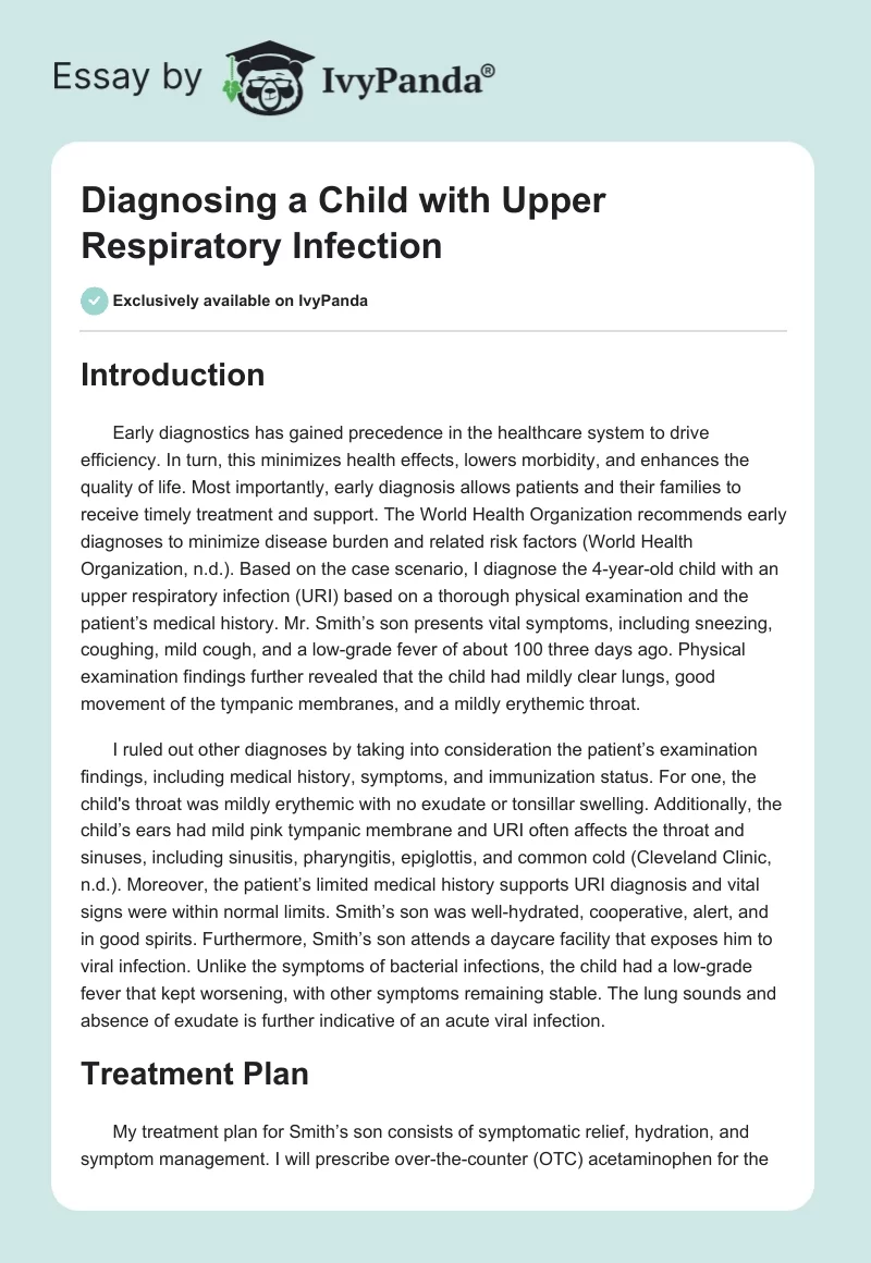 Diagnosing a Child With Upper Respiratory Infection. Page 1
