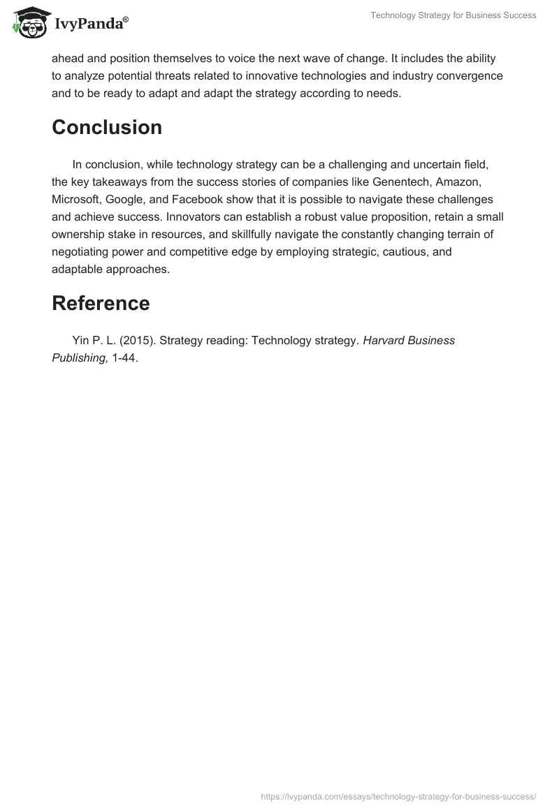 Technology Strategy for Business Success. Page 2