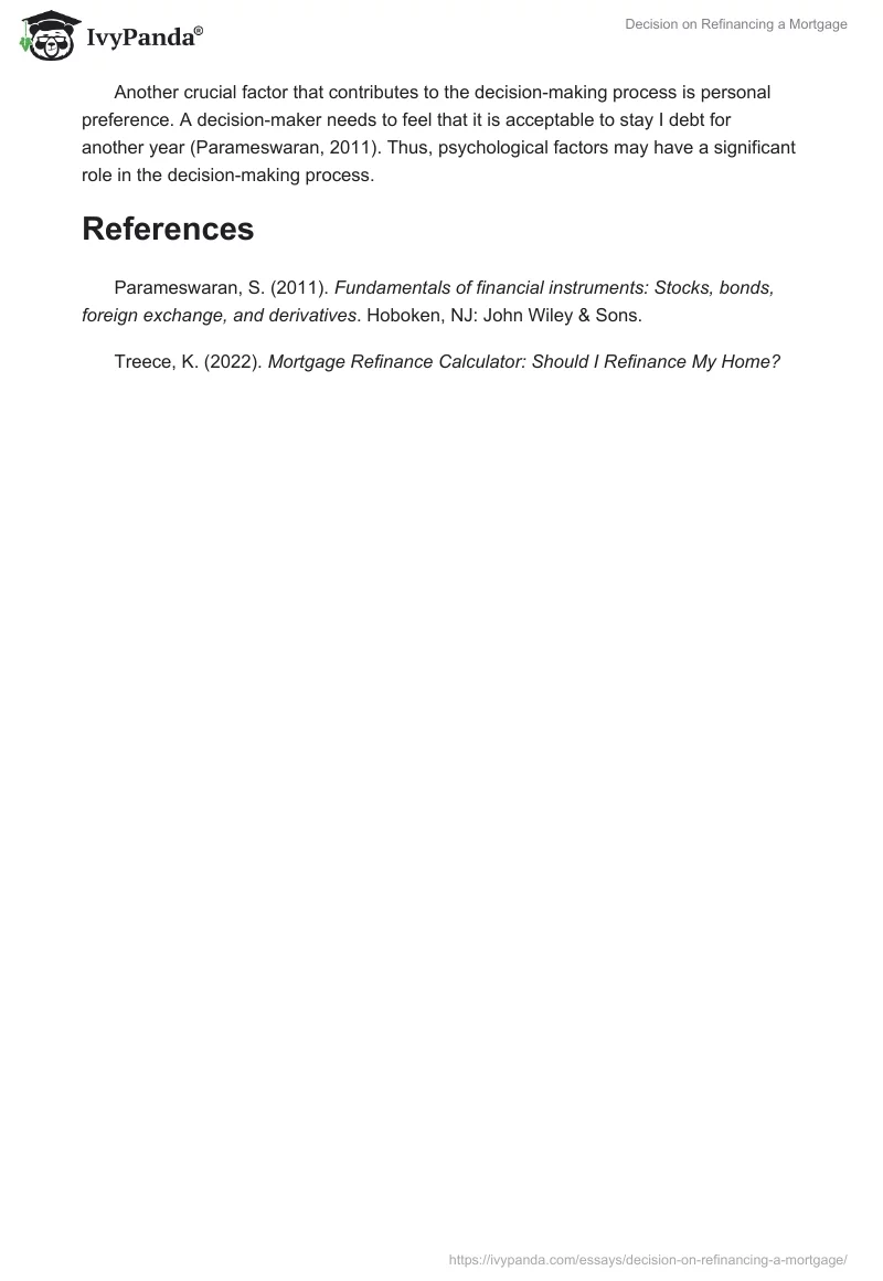 Decision on Refinancing a Mortgage. Page 3