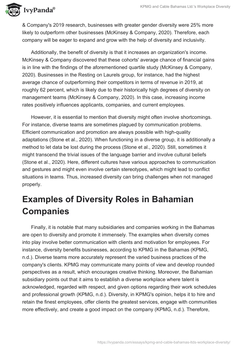 KPMG and Cable Bahamas Ltd.'s Workplace Diversity. Page 2