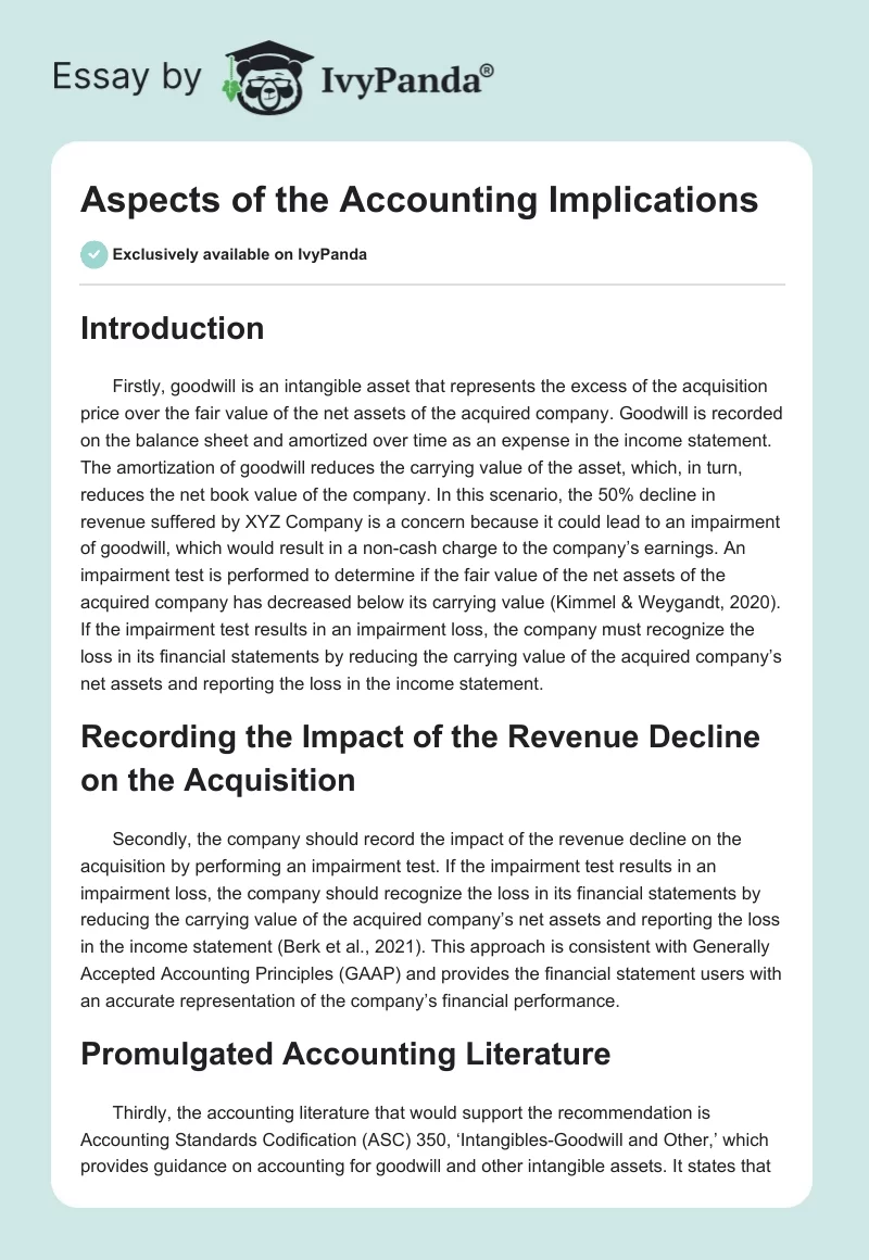 Aspects of the Accounting Implications. Page 1