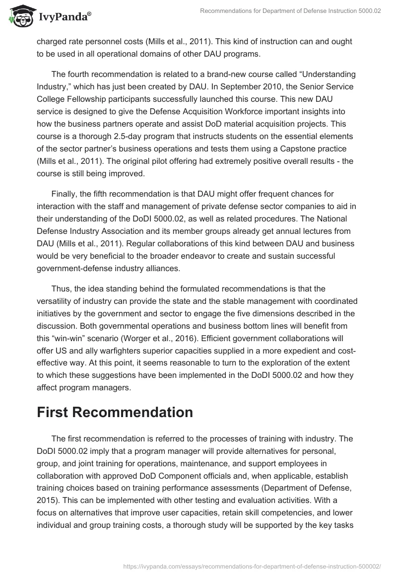 Recommendations for Department of Defense Instruction 5000.02. Page 4