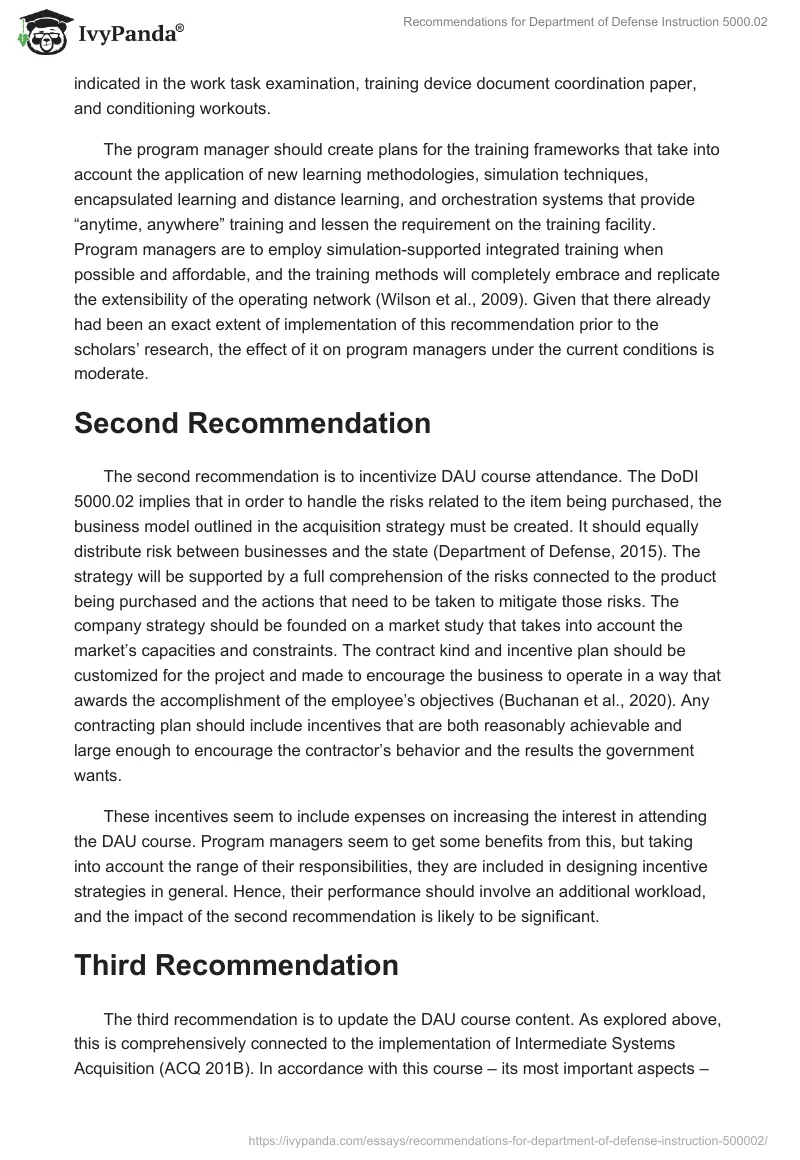 Recommendations for Department of Defense Instruction 5000.02. Page 5