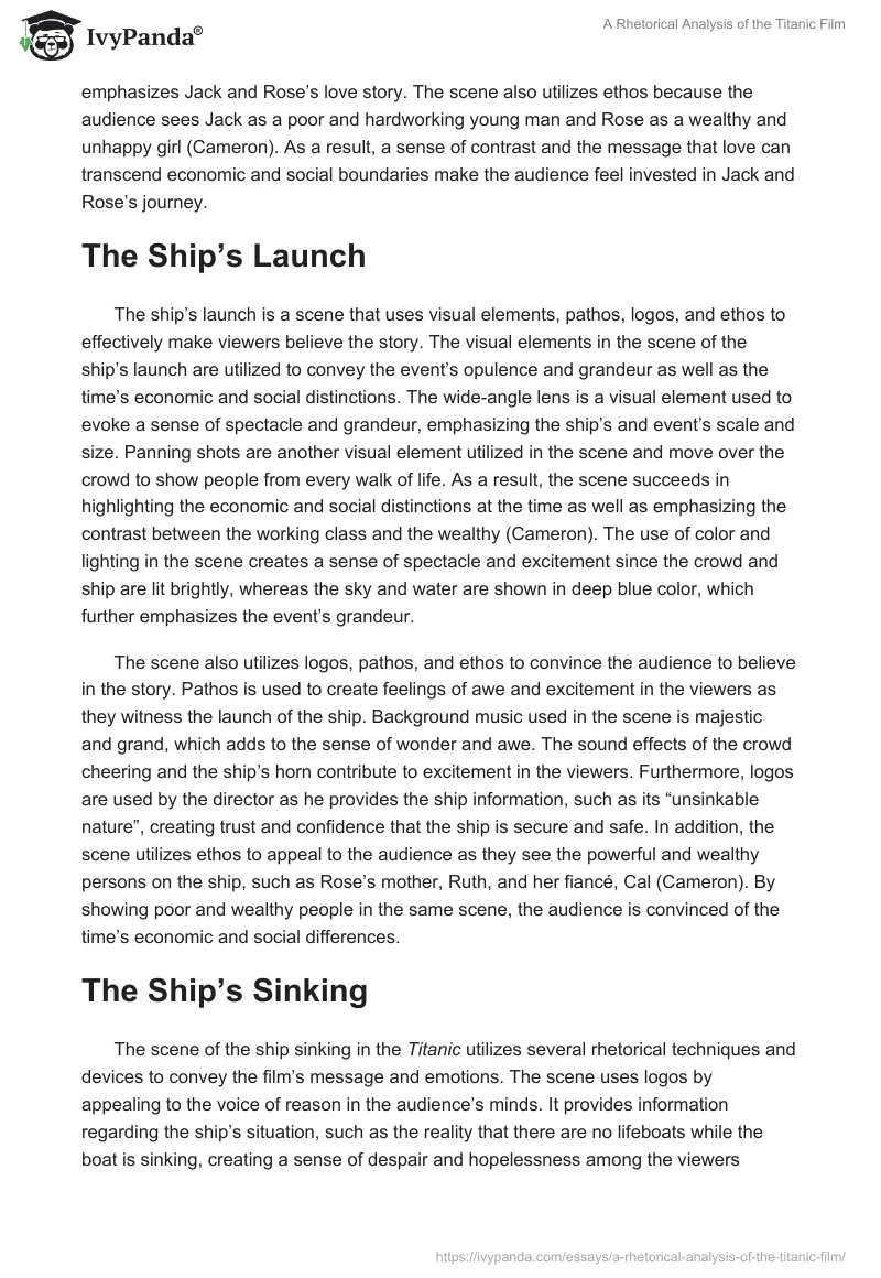 A Rhetorical Analysis of the Titanic Film. Page 2