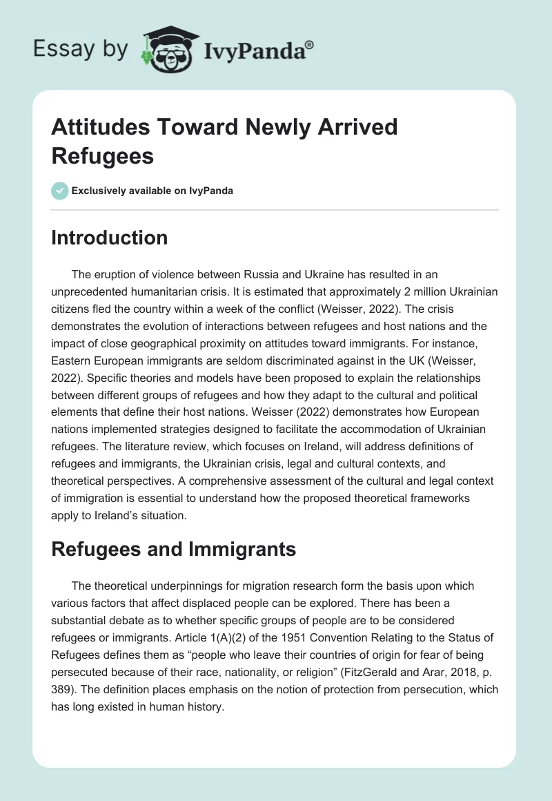 Attitudes Toward Newly Arrived Refugees. Page 1