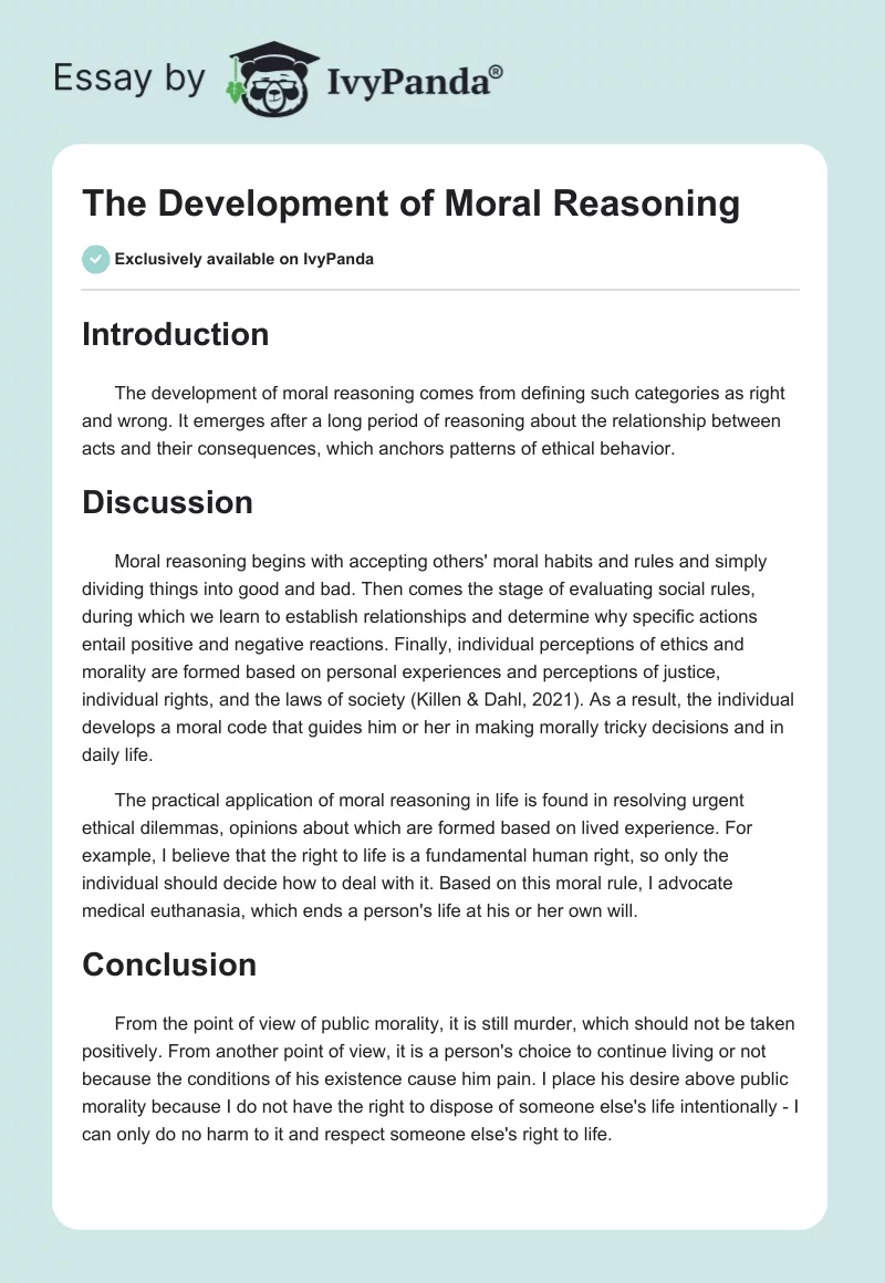 The Development of Moral Reasoning. Page 1
