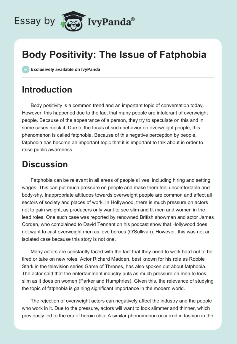 Body Positivity: The Issue of Fatphobia. Page 1