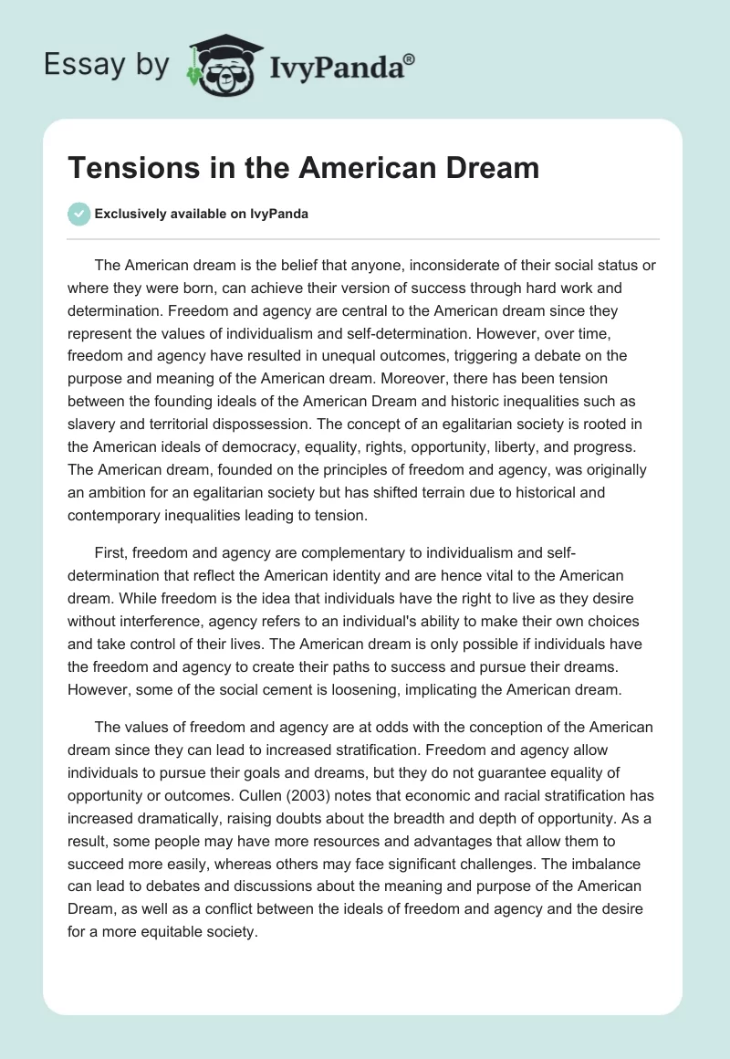 Tensions in the American Dream. Page 1