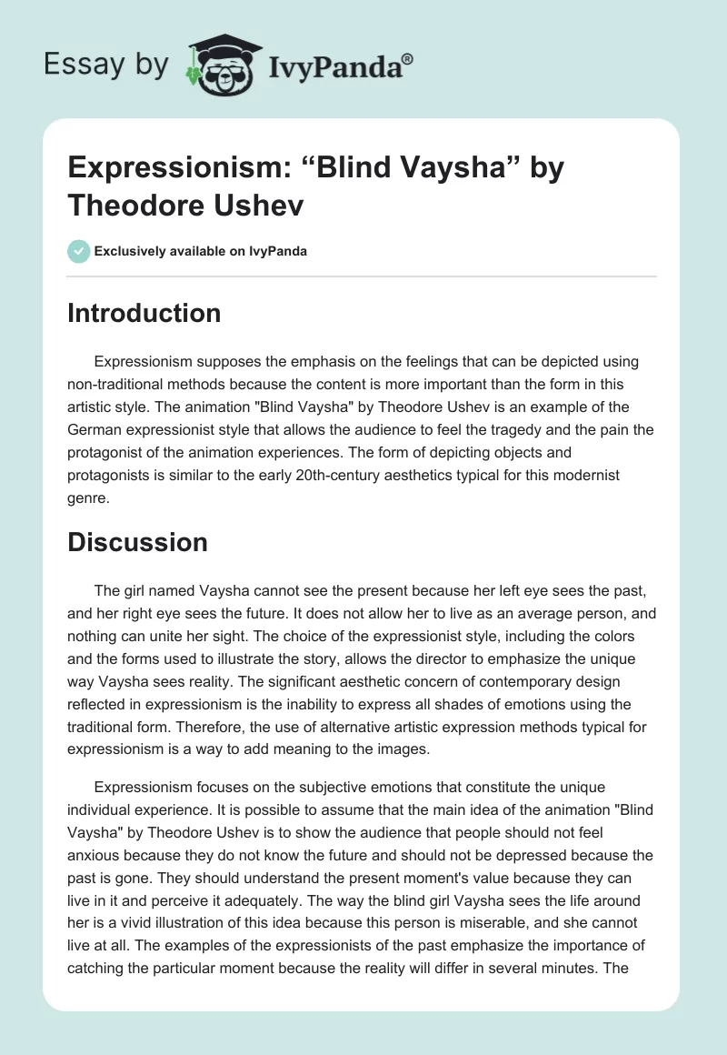 Expressionism: “Blind Vaysha” by Theodore Ushev. Page 1
