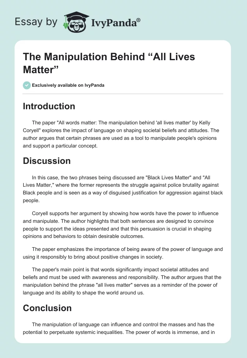 The Manipulation Behind “All Lives Matter”. Page 1