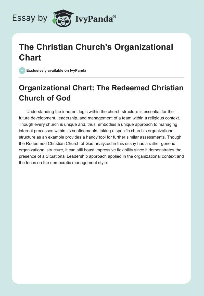 The Christian Church's Organizational Chart. Page 1