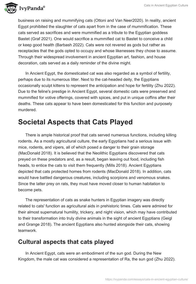 Cats in Ancient Egyptian Culture: Religious, Social, and Cultural Significance. Page 2