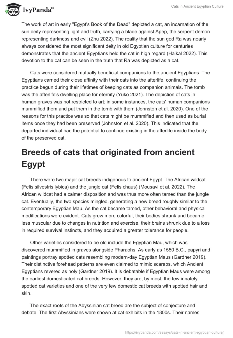 Cats in Ancient Egyptian Culture: Religious, Social, and Cultural Significance. Page 3