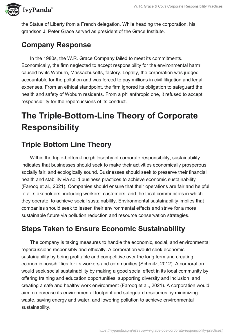 W. R. Grace & Co.'s Corporate Responsibility Practices. Page 2
