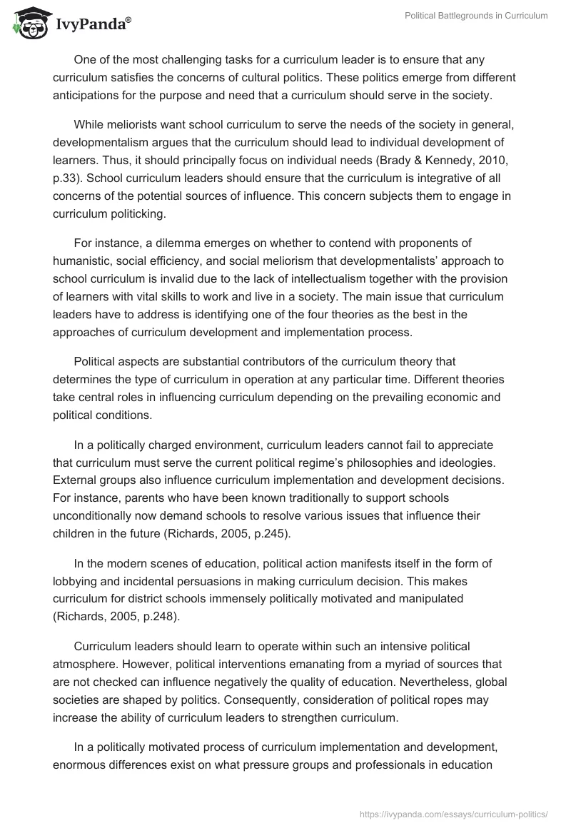 Political Battlegrounds in Curriculum. Page 3