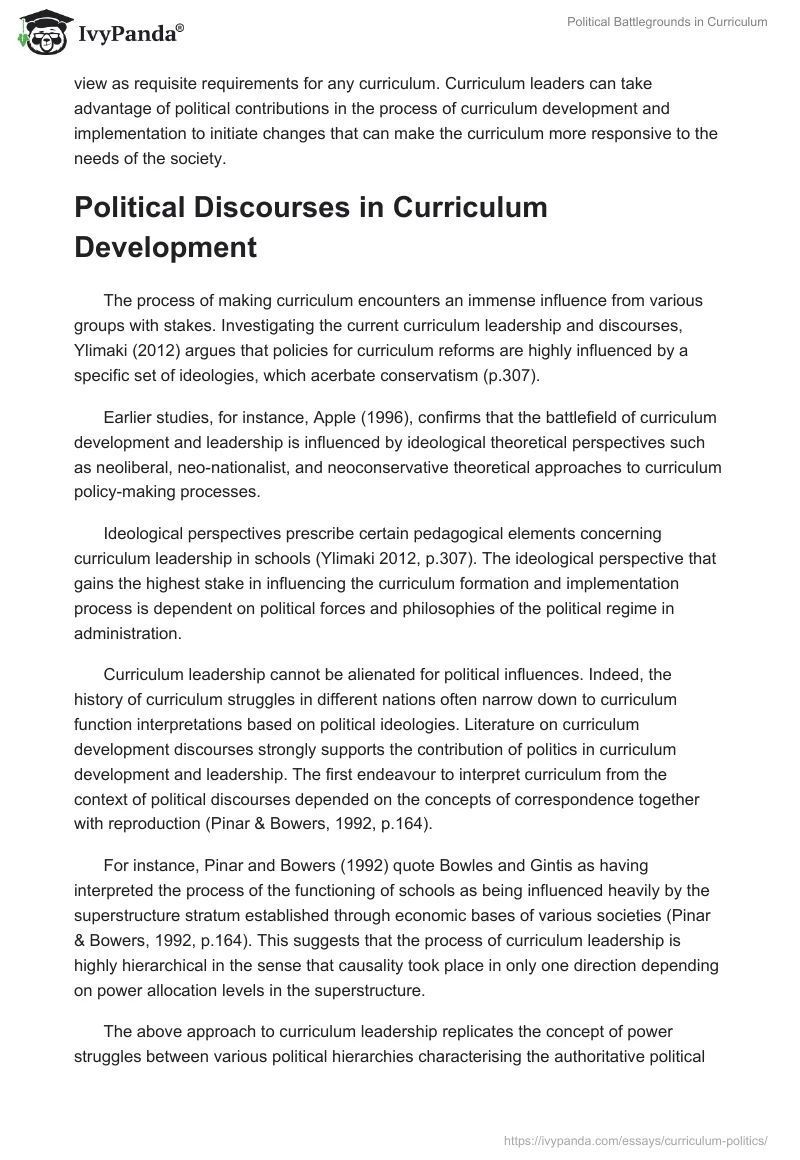Political Battlegrounds in Curriculum. Page 4