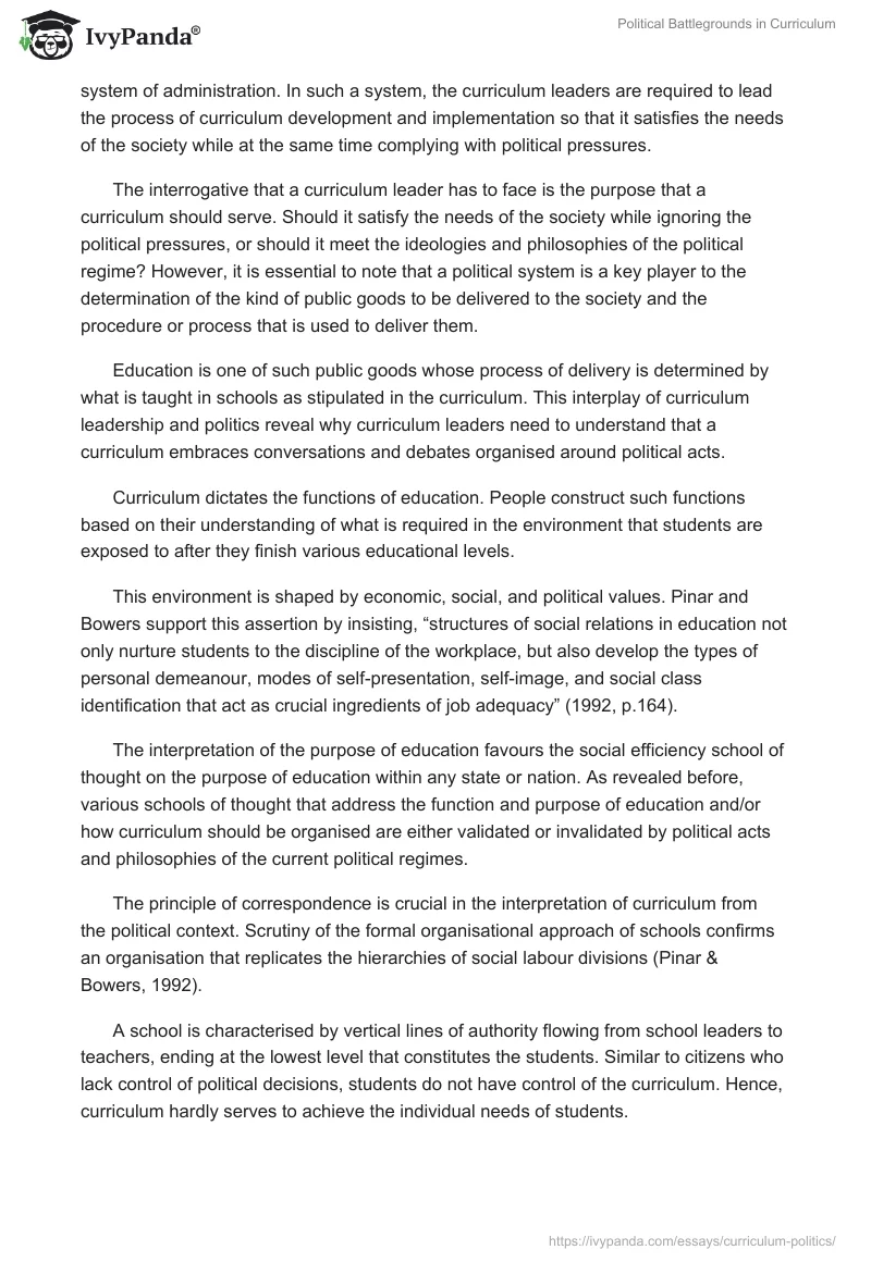 Political Battlegrounds in Curriculum. Page 5