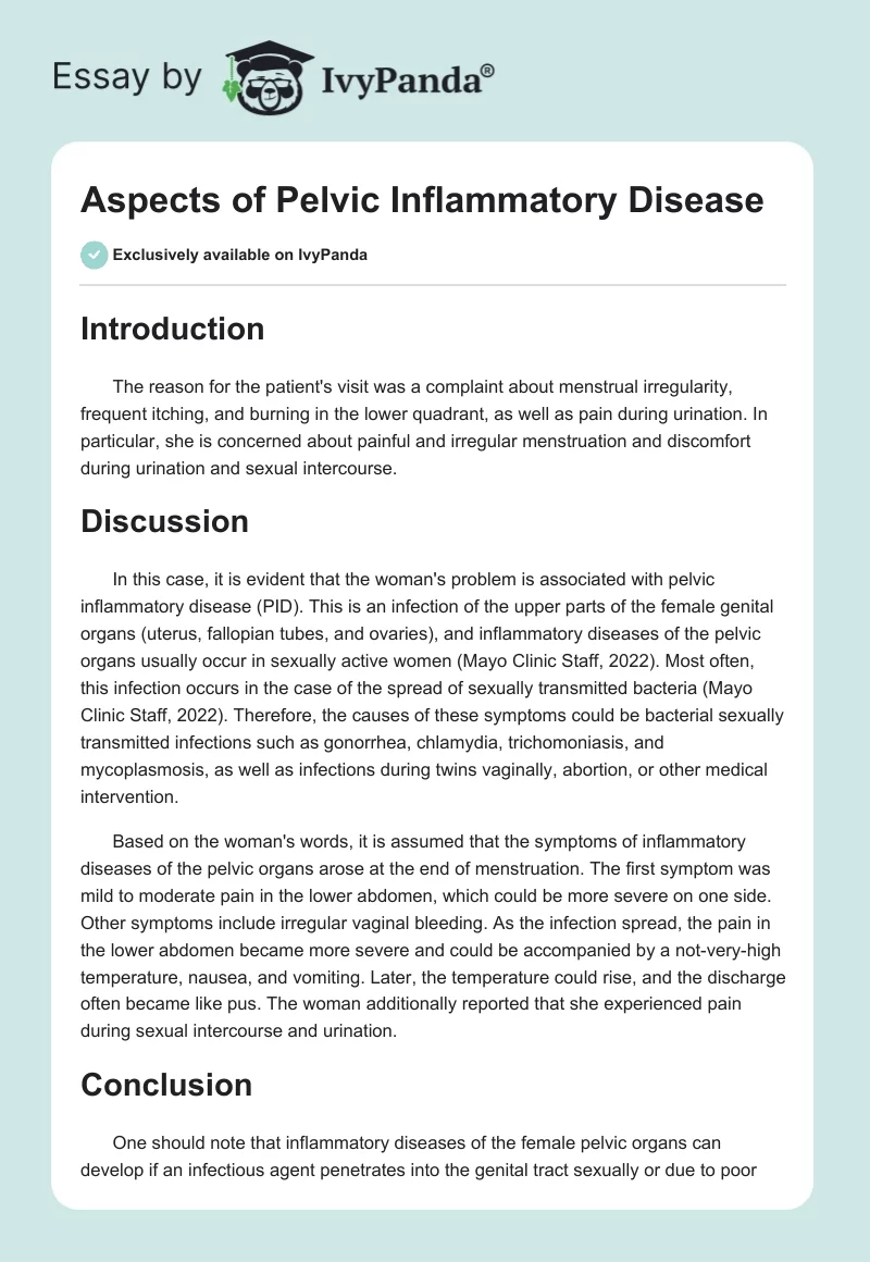 Aspects of Pelvic Inflammatory Disease. Page 1