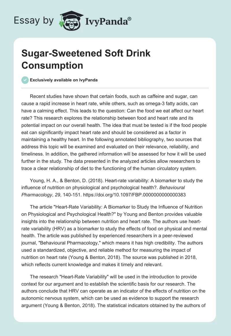 Sugar-Sweetened Soft Drink Consumption. Page 1