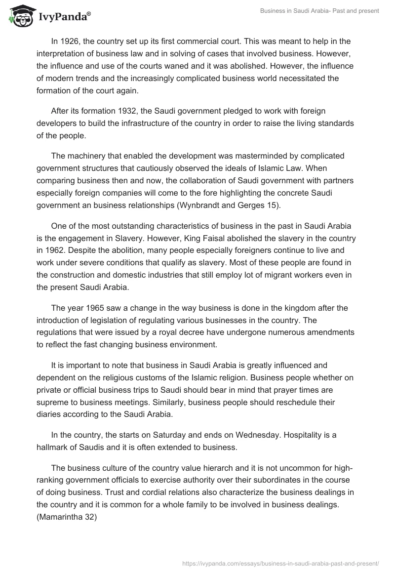 Business in Saudi Arabia- Past and present. Page 2