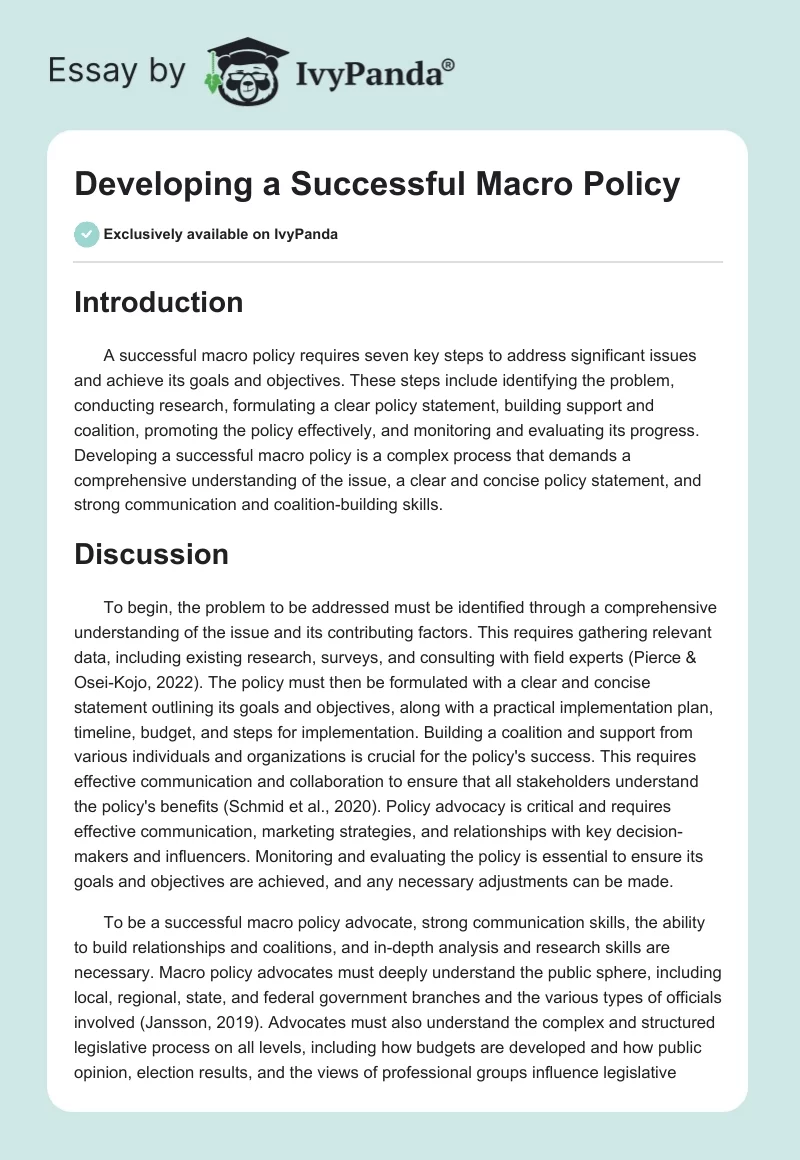 Developing a Successful Macro Policy. Page 1