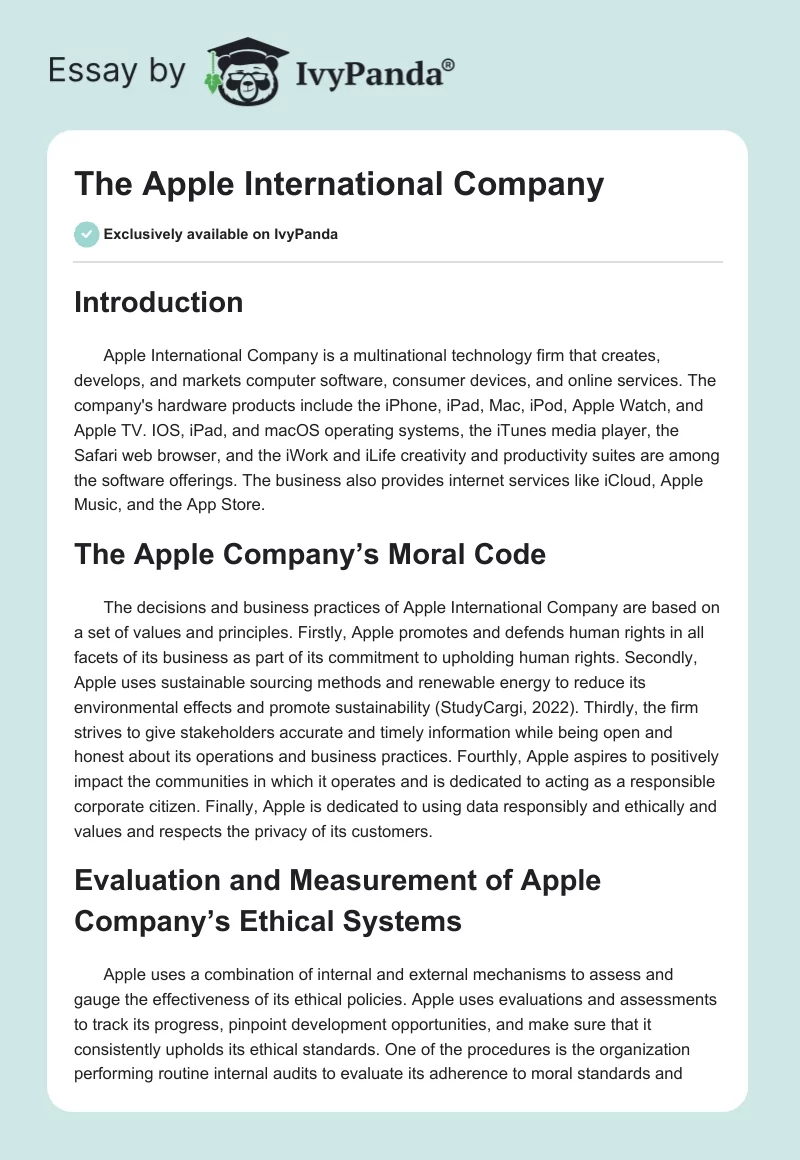 The Apple International Company. Page 1