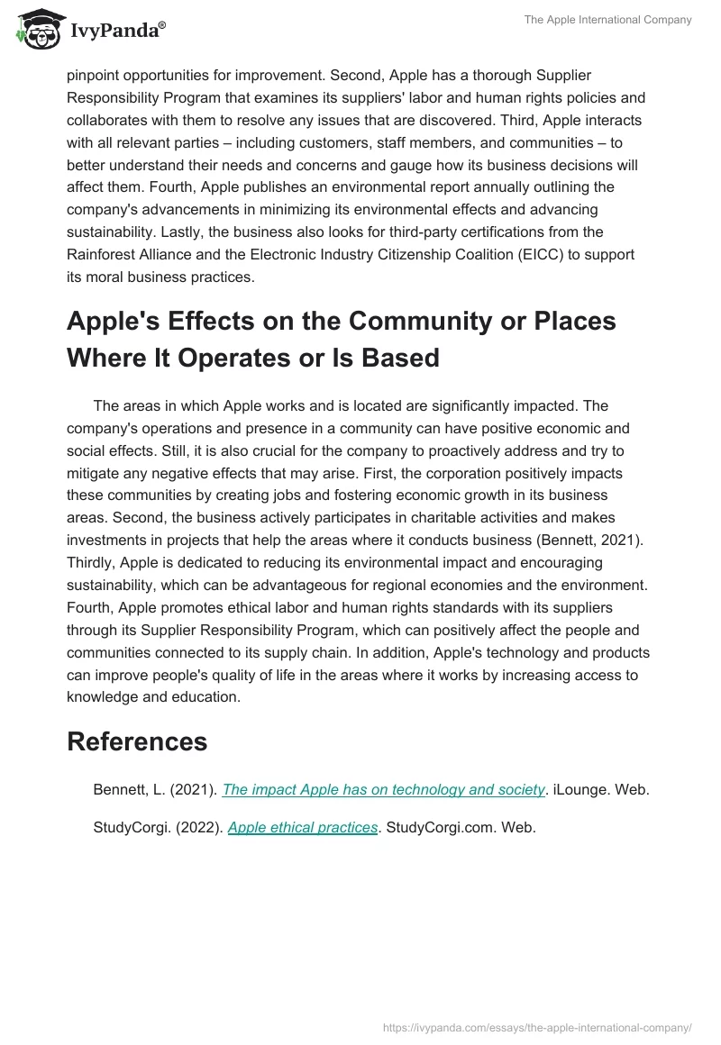 The Apple International Company. Page 2