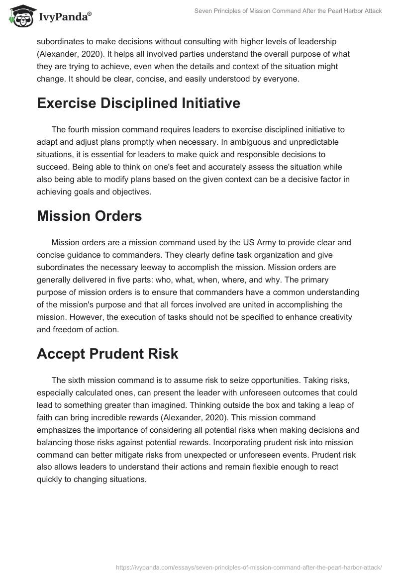 Seven Principles of Mission Command After the Pearl Harbor Attack. Page 3