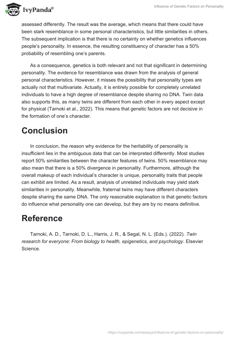 Influence of Genetic Factors on Personality. Page 2