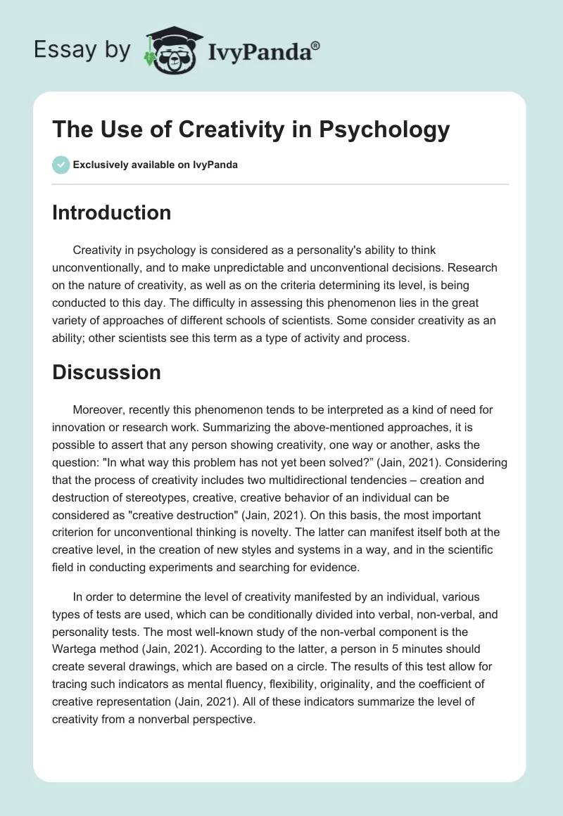 The Use of Creativity in Psychology. Page 1