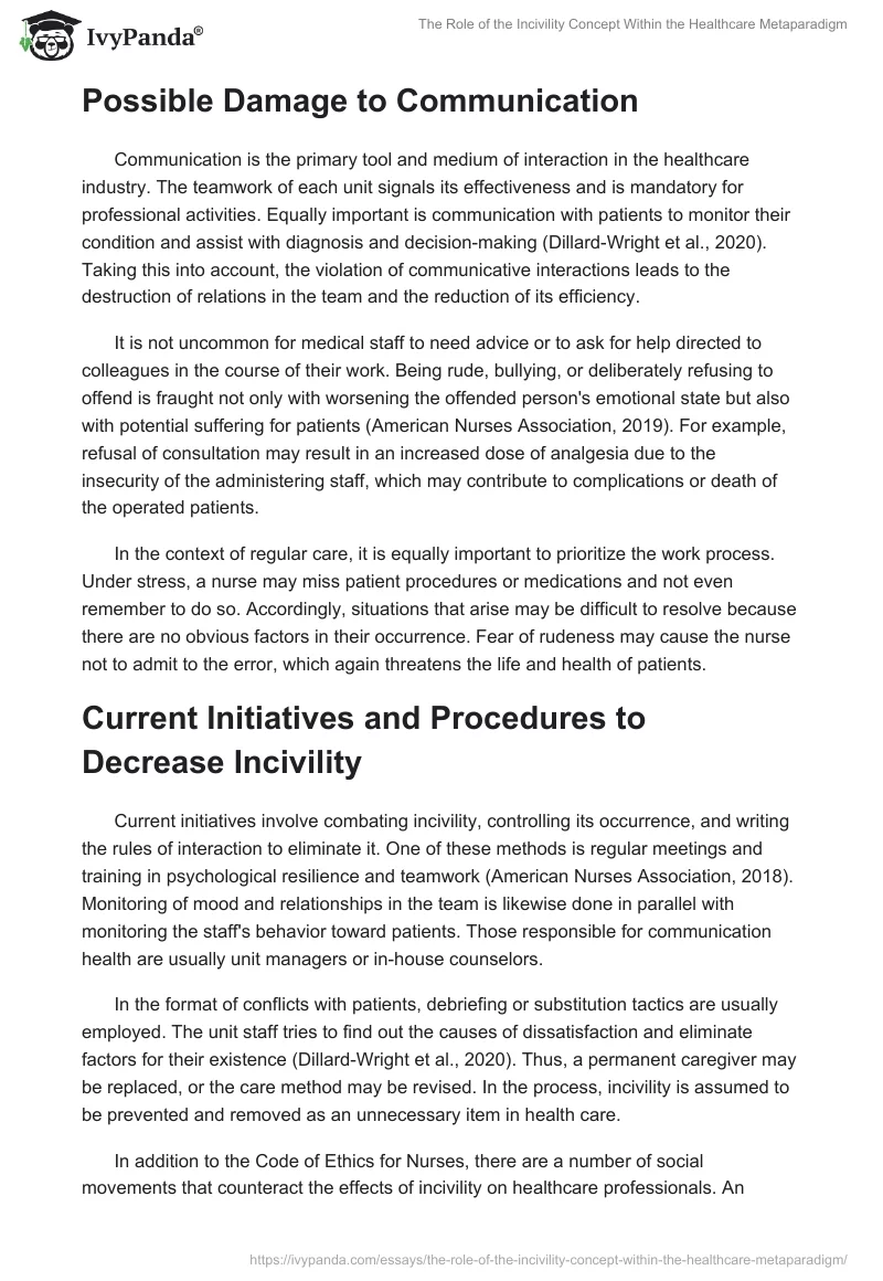 The Role of the Incivility Concept Within the Healthcare Metaparadigm. Page 3