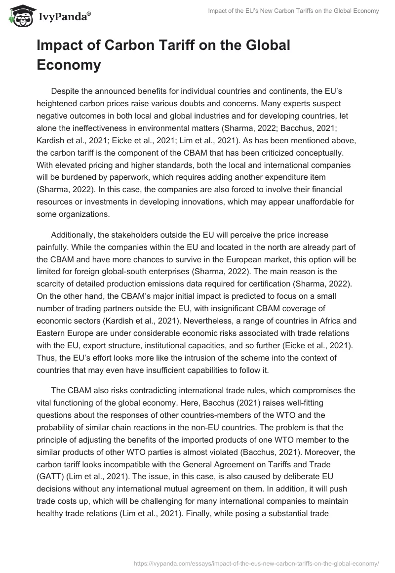 Impact of the EU’s New Carbon Tariffs on the Global Economy. Page 3