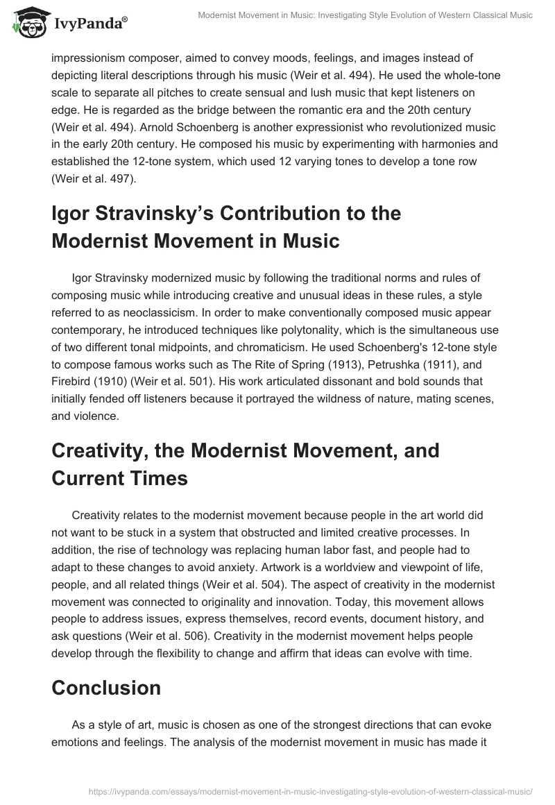 Modernist Movement in Music: Investigating Style Evolution of Western Classical Music. Page 2