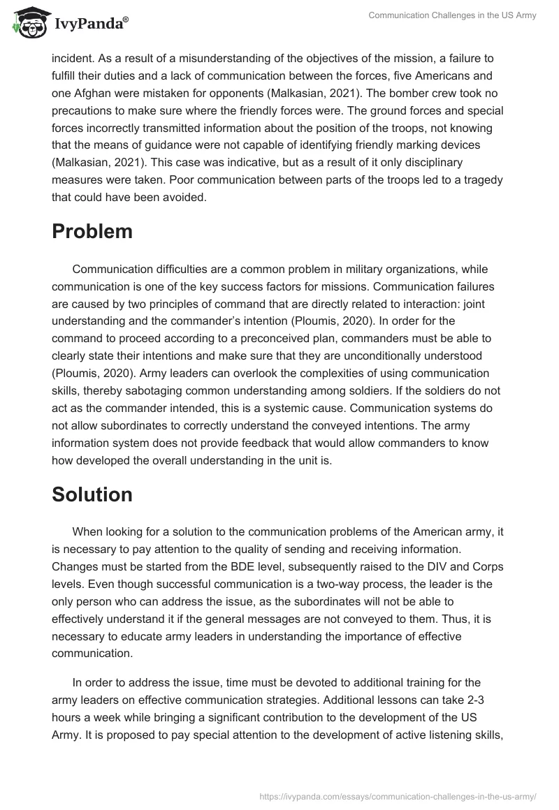Communication Challenges in the US Army. Page 2