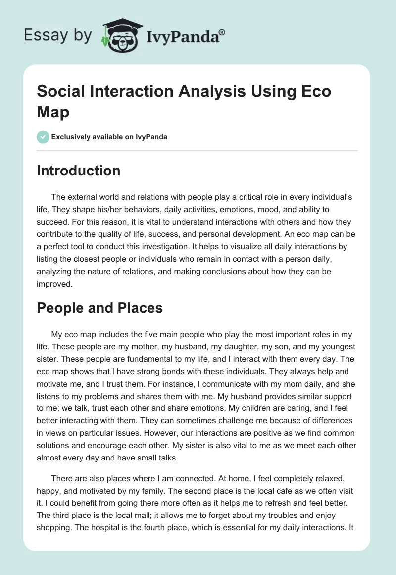 Social Interaction Analysis Using Eco Map. Page 1